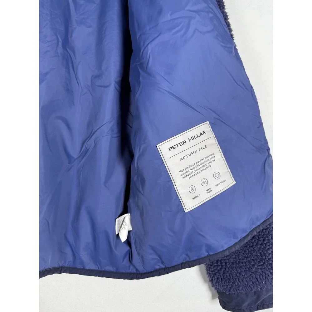 Peter Millar Autumn Pile Fleece Full Zip Jacket Men's Large Navy Blue MF23Z31